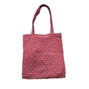 Vintage Pink Floral Tote with Purple Liner